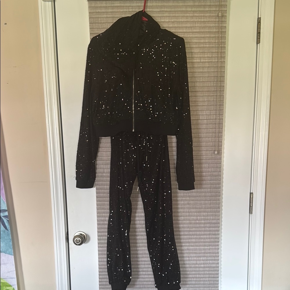 Black Sequin Women's Jumpsuit